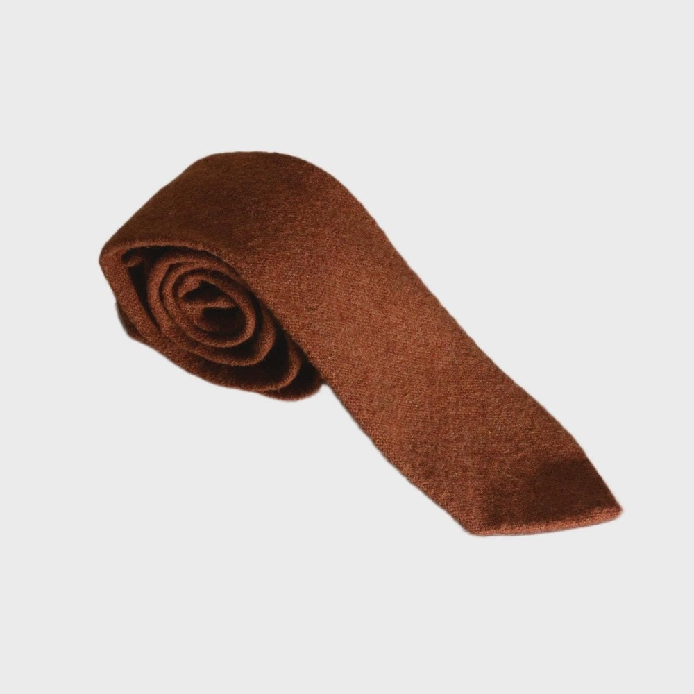 70s Vintage Mens Necktie Royal Knight Wool Blend Burnt Orange Neck Tie for Work